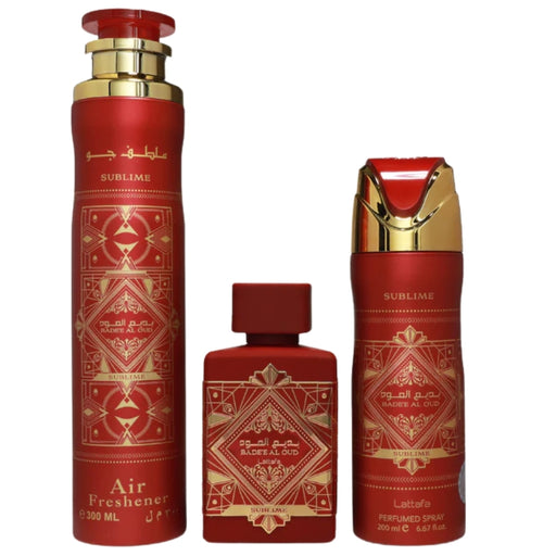 Estuche Badee Al Oud Sublime Lattafa 100ML+200ML Perfume Spray + 300ML Air Freshener Unisex Lattafa