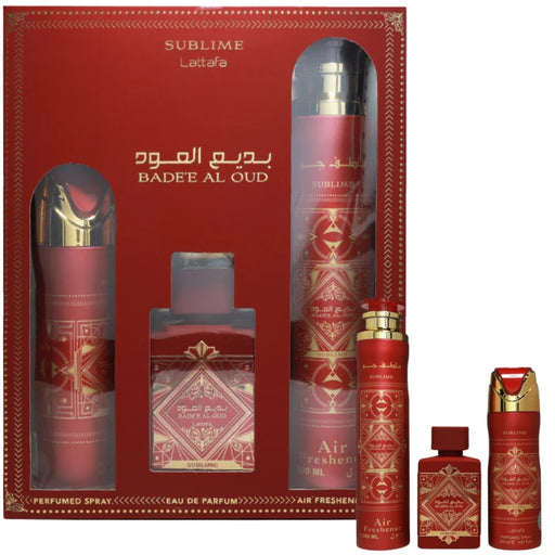 Estuche Badee Al Oud Sublime Lattafa 100ML+200ML Perfume Spray + 300ML Air Freshener Unisex Lattafa