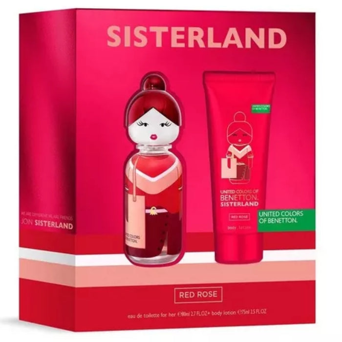 Benetton Sisterland Red Rose Edt 80Ml + Body Lotion 75Ml Benetton