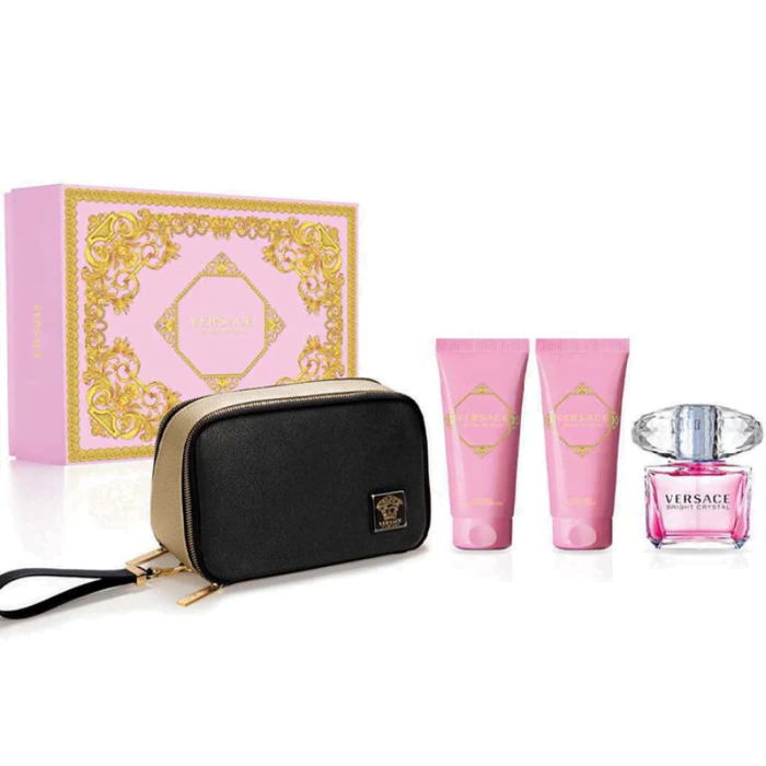 Set Versace Bright Crystal Edt 90Ml + 100Ml Bl + 100Ml Sg + Necesar 4Pcs Mujer Versace