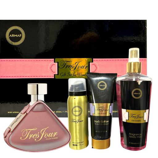 Set Tres Jour EDP 100 ML + Body lotion 100 ML + Body Spray 50 ML + Body Mist 250 ML Mujer Armaf