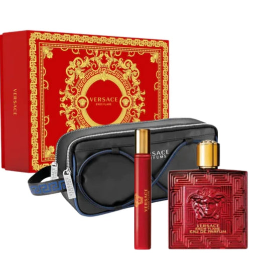 Set Versace Eros Flame 100 Ml Edp + 10 Ml Edp + Bolsa Hombre Versace