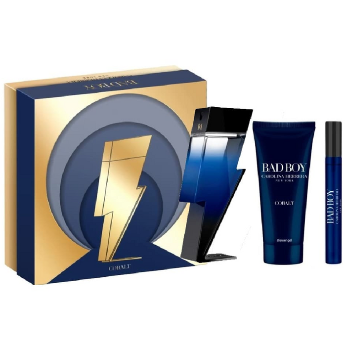 Set Carolina Herrera Bad Boy Cobalt 100Ml + 10Ml +100Ml Gel Edp Hombre Carolina Herrera