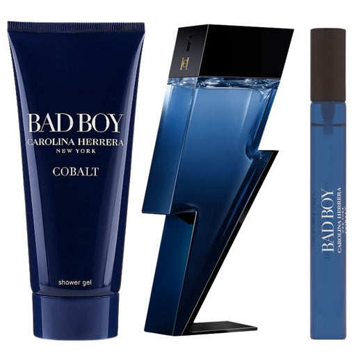 Set Carolina Herrera Bad Boy Cobalt EDP Électrique 100ml +Mini 10ml +Gel Ducha 100ml 2025 Carolina Herrera