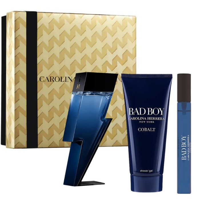 Set Carolina Herrera Bad Boy Cobalt EDP Électrique 100ml +Mini 10ml +Gel Ducha 100ml 2025 Carolina Herrera