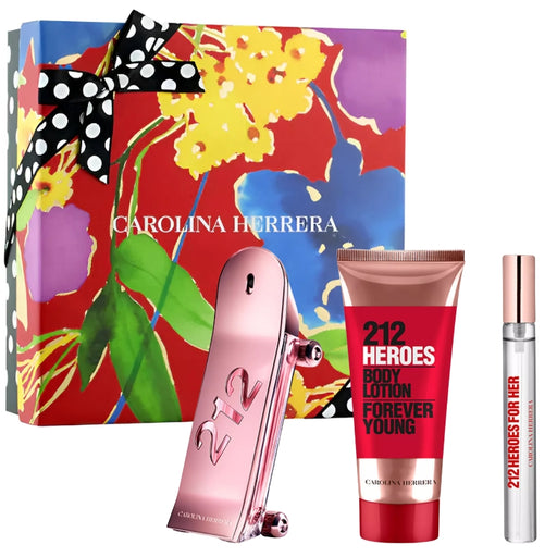 Set Perfume 212 Heroes For Her EDP Mujer 80 ml + Body Lotion 100 ml + EDP 10 ml Carolina Herrera