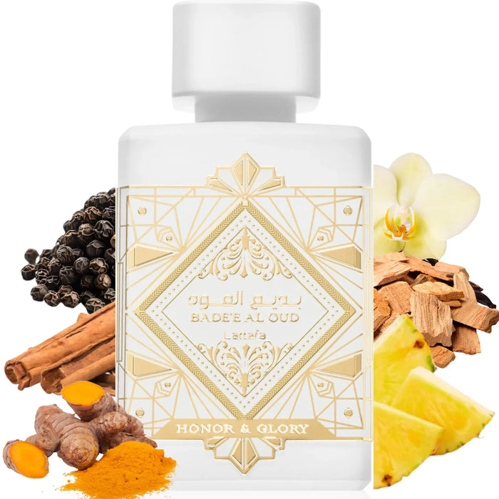 Set Lattafa Badee Al Oud Honor And Glory With 100 Ml Edp + 200Ml Deo + 300Ml Air Freshner(3Pcs Gift) Lattafa