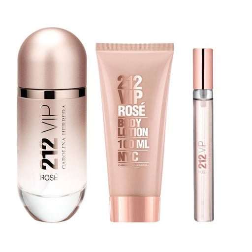 Set Carolina Herrera 212 Vip Rosé EDP 80 ml + Loción para el Cuerpo 100 ml + Mini 10 ml 2024 Carolina Herrera