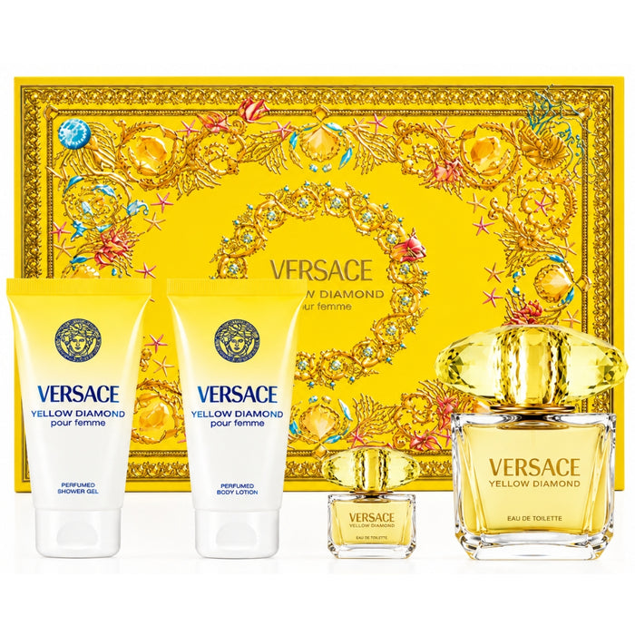 Versace SET Yellow Diamond EDT Pour Femme 90 ml+Mini 5 ml+Body Lotion 100 ml+Gel De Ducha 100 ml
