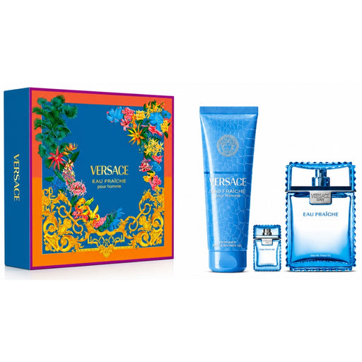 Versace SET Eau Fraiche EDT Pour Homme 100 ml + Mini 5 ml + Gel De Ducha 150 ml Versace
