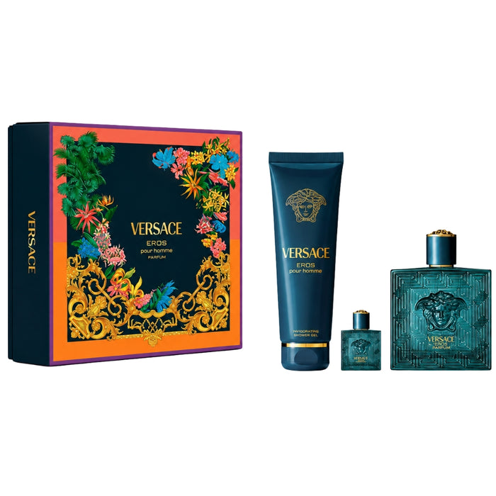 Versace SET Eros Parfum Pour Homme 100 ml + Mini 5 ml + Gel De Ducha 150 ml