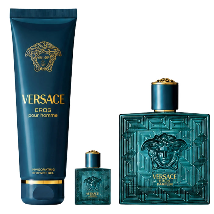 Versace SET Eros Parfum Pour Homme 100 ml + Mini 5 ml + Gel De Ducha 150 ml