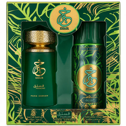 Set Paris Corner Khair Pistachio EDP 100 ml + Spray 200 ML Paris Corner