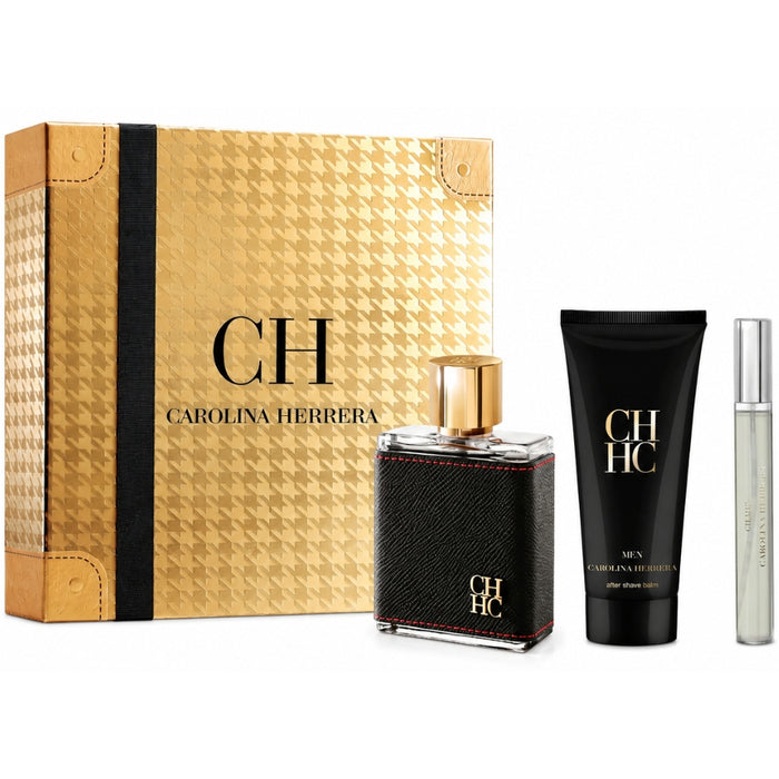 Carolina Herrera SET Ch Men EDt 100 ml + 100 ml Balsamo Afeitado + Travel Spray 10 ml