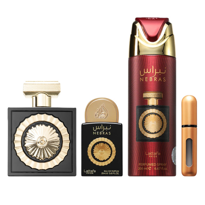 Lattafa Nebras Edp 100Ml +Mini 20 Ml + Perfume Spray 200Ml Set Lattafa