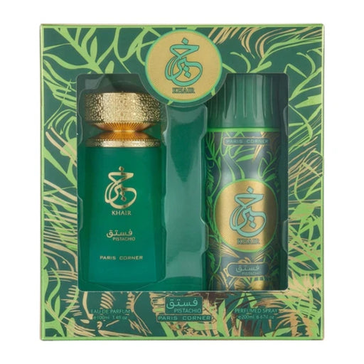 Set Paris Corner Khair Pistachio EDP 100 ml + Spray 200 ML Paris Corner